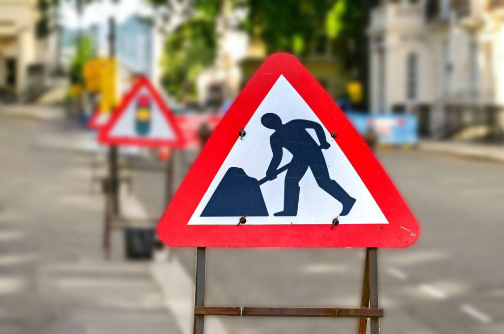 Warning road signs